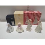 Four boxed ceramic figurines including Coalport.Shipping unavailable