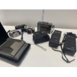 A selection of assorted vintage camera's including a CB Radio (untested)