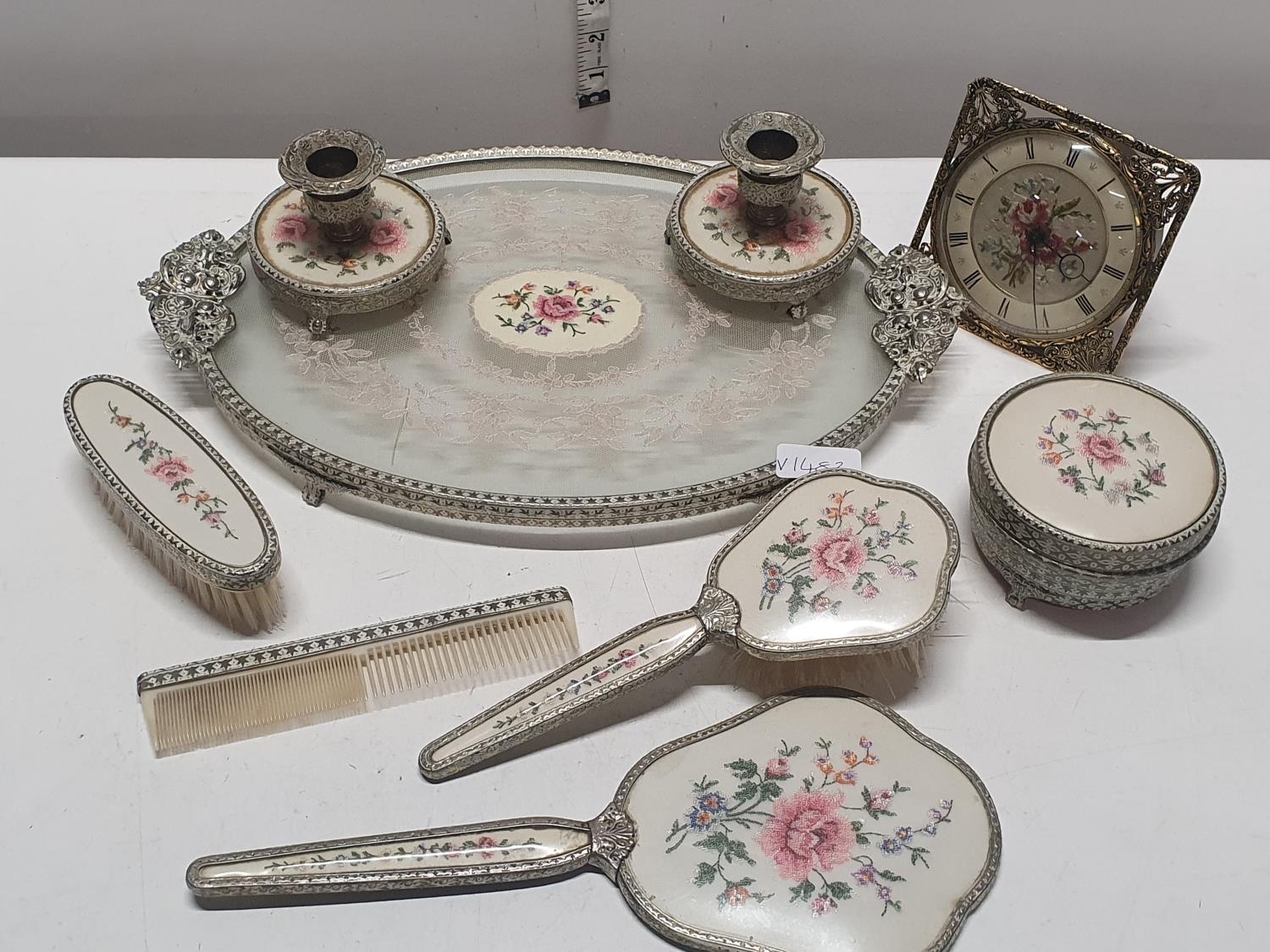 A vintage Regent dressing table set, shipping unavailable