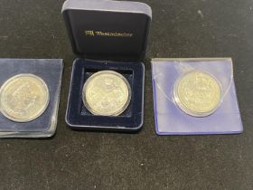 Three assorted collectable £5 proof coins