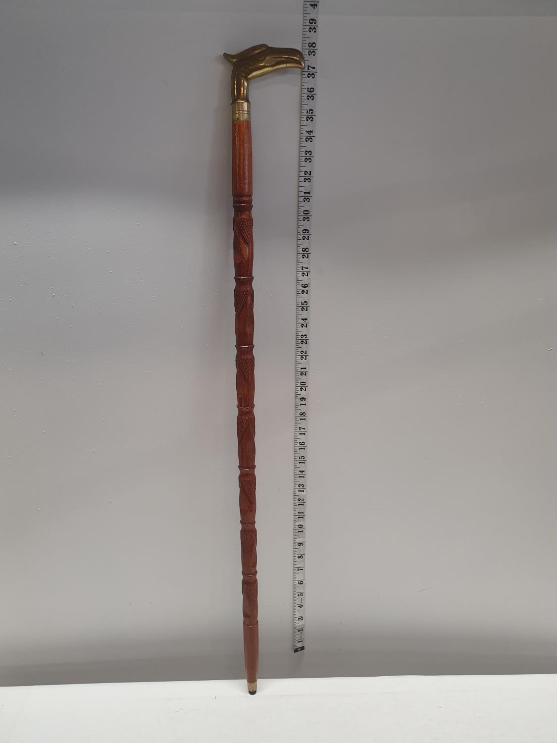 A brass topped walking cane. Shipping unavailable - Image 2 of 3