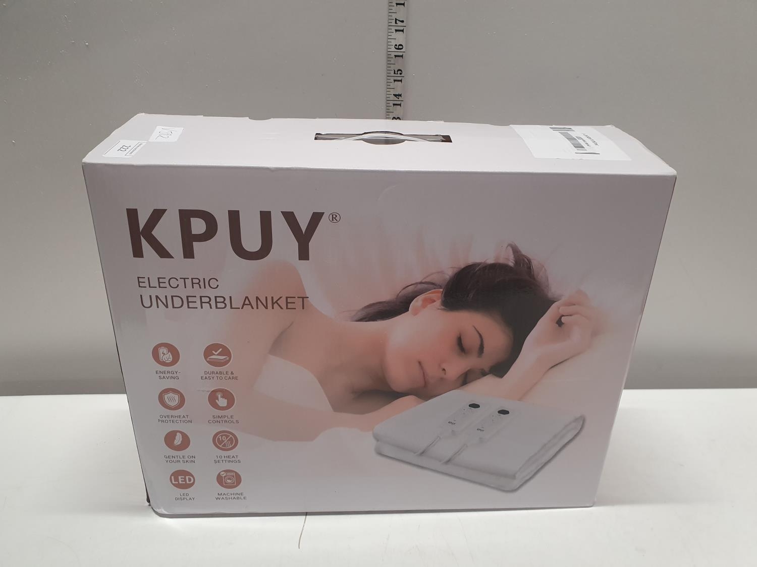 A boxed electric under blanket (untested), shipping unavailable