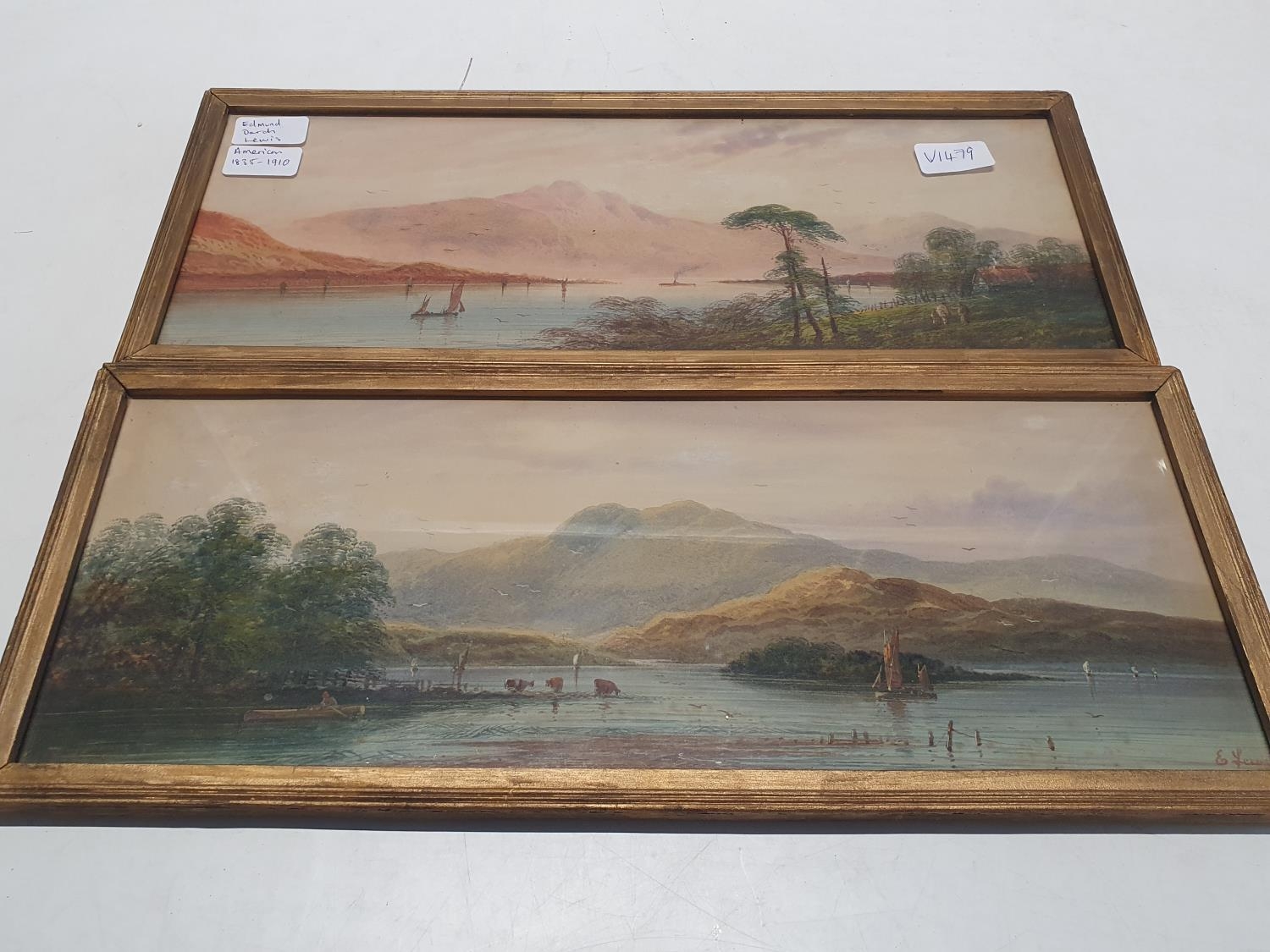 Two antique watercolours by American artist Edmund Darch Lewis 1835-1910.