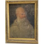 A old master portrait of a bearded monk oil on velum 33x26cm