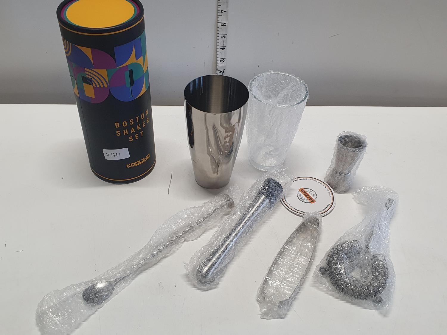 A box of new cocktail shaker set