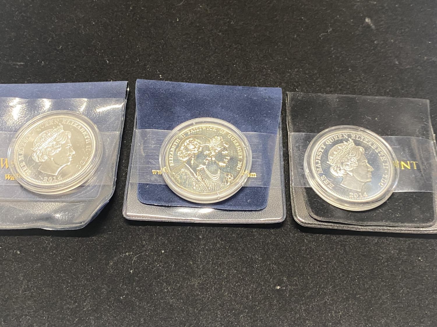 Three assorted collectable £5 proof coins - Image 2 of 2