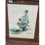 A framed Norman Rockwell print entitled 'Spring' 51x41cm, shipping unavailable