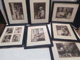 A selection of vintage erotic prints, shipping unavailable