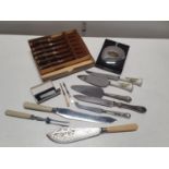 A selection of silver plated cutlery and other collectables