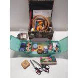 Two vintage sewing boxes and contents, shipping unavailable