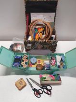 Two vintage sewing boxes and contents, shipping unavailable