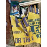 A box full of sporting ephemera, mainly rugby league related. Shipping unavailable
