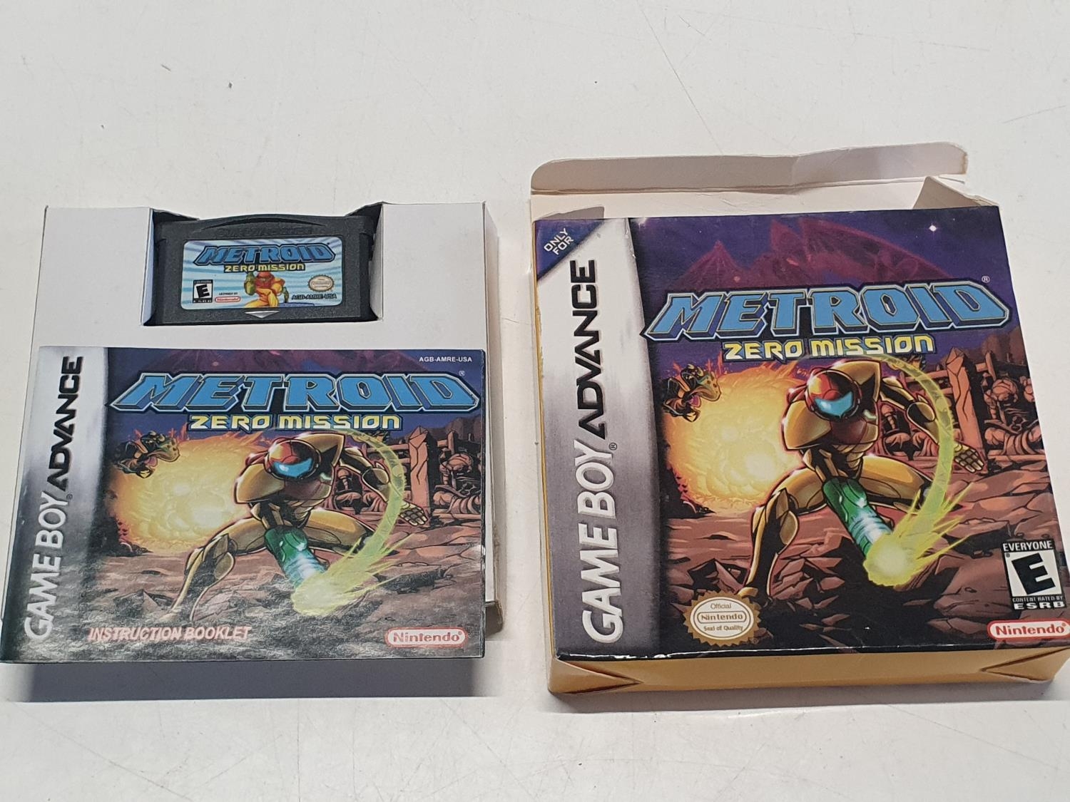 A boxed Gameboy Advance Metroid game