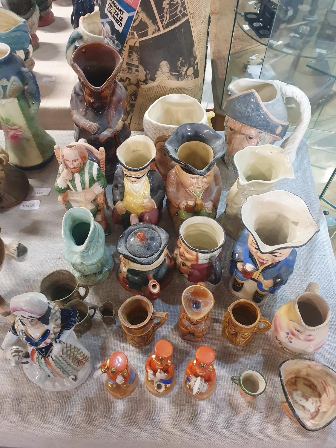 A antique and vintage job lot of assorted character jugs. Shipping unavailable
