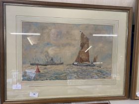 A J H Jerram watercolour depicting a coastal scene 63x48cm. Shipping unavailable