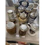 A large selection of assorted German Beer Steins, shipping unavailable