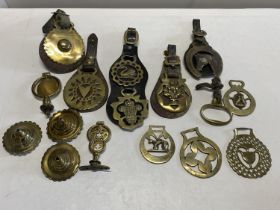A selection of antique horse brasses