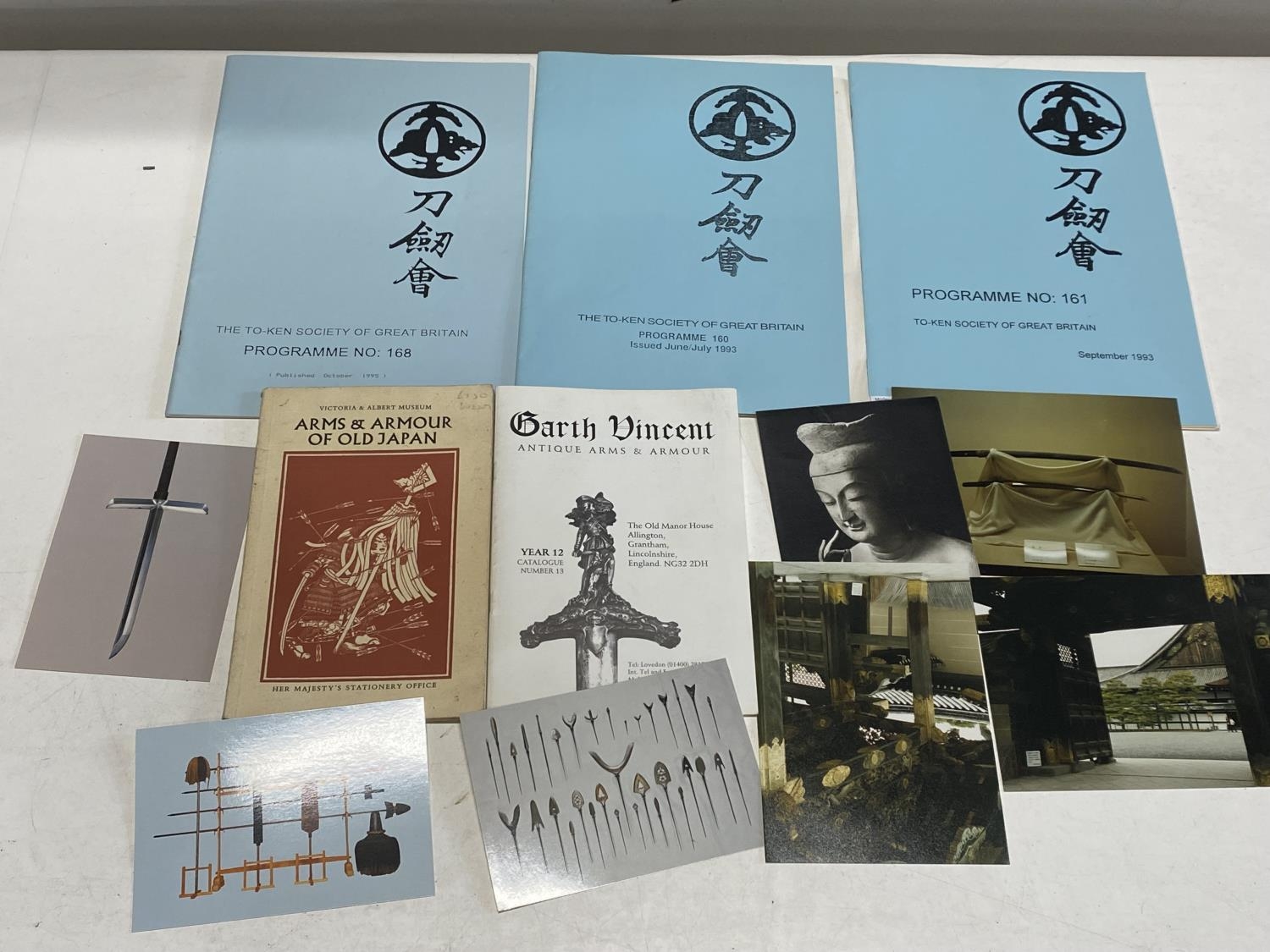 A selection of assorted Japanese Samurai related books and programmes including To-ken society