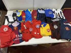 A job lot of mixed size football shirts (unauthenticated)