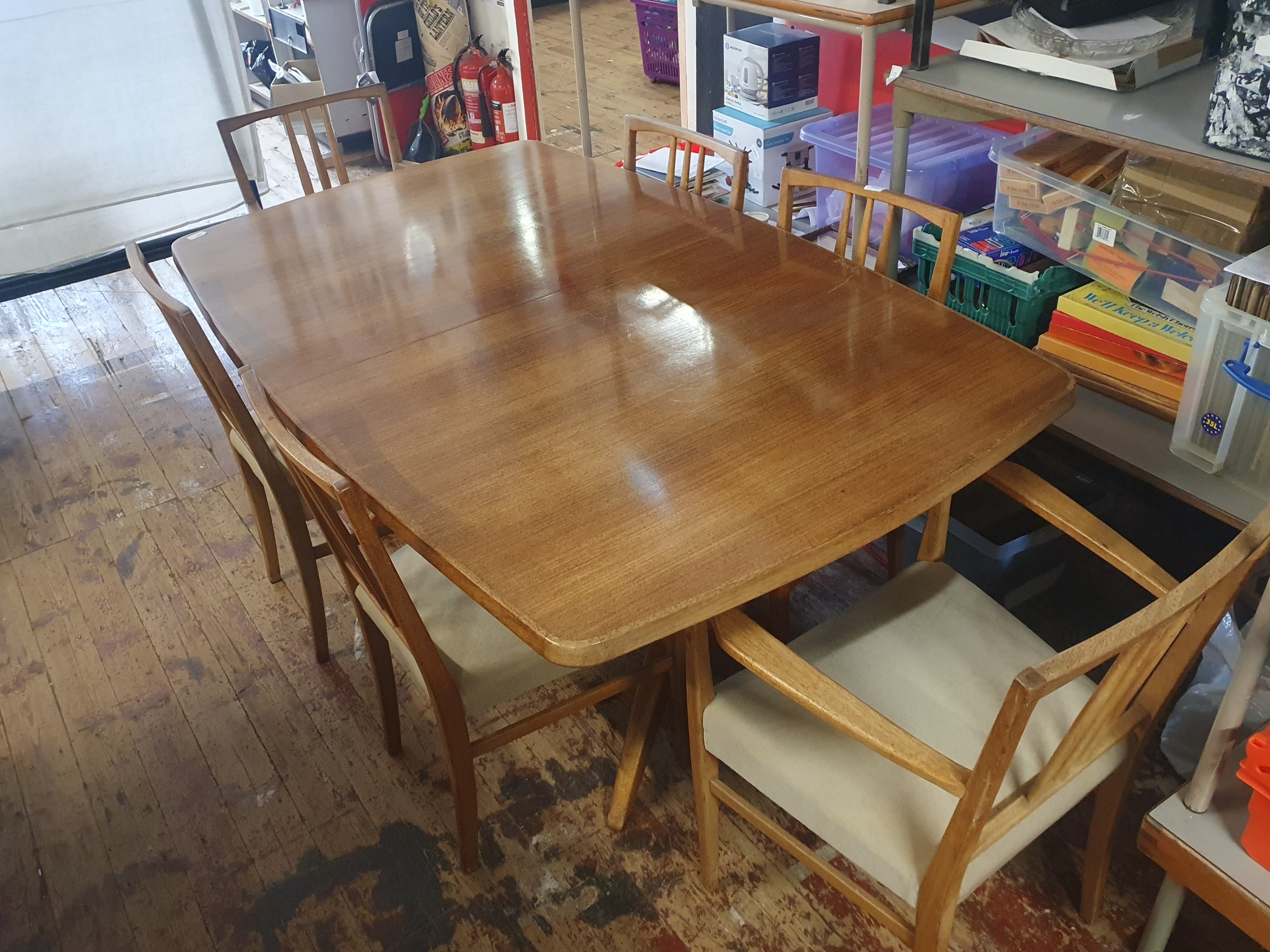 A mid century 1960's Gordon Russell Dining Table and chairs. Table comes with extension piece, - Image 2 of 11