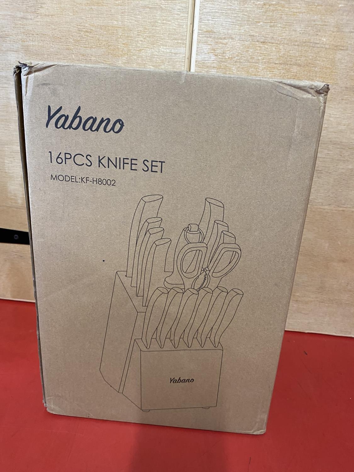 A Yabano sixteen piece knife block set, (UK post only)