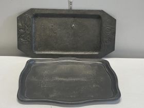 A good quality English pewter tray and one other