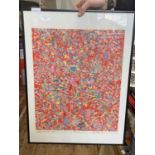 A Chinese framed scroll painting stamped and signed, shipping unavailable