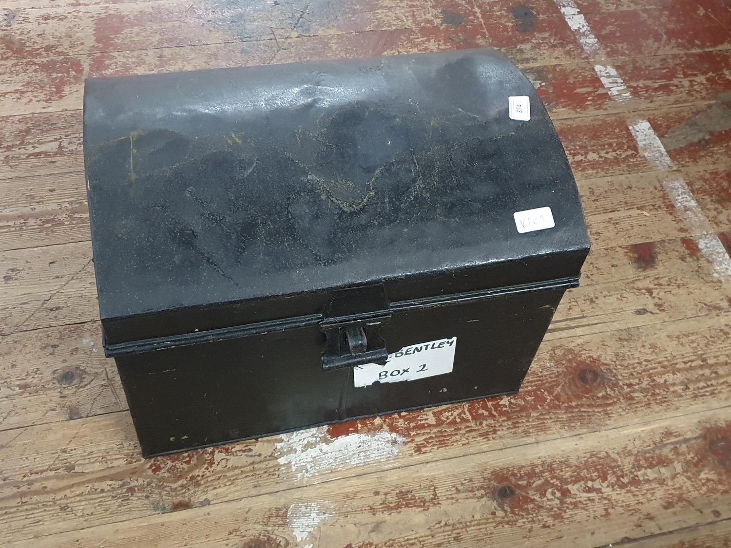 A metal storage trunk. Shipping unavailable