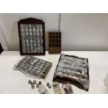 A job lot of assorted thimbles and display cases, shipping unavailable