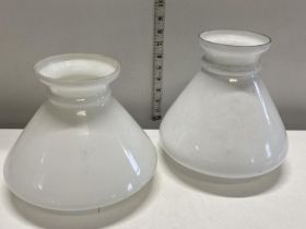 Two vintage glass shades, shipping unavailable