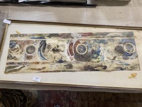 A circle of William Blake? - a watercolour panel - intricate painting c19th 81x35cm