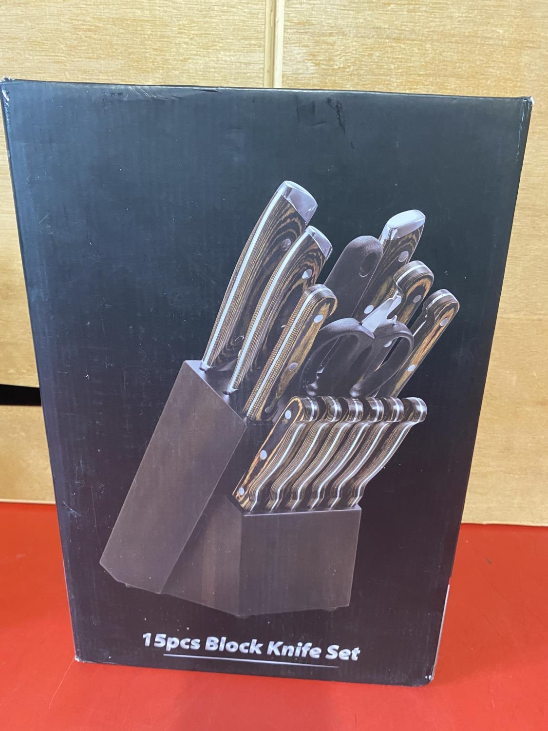 A fifteen piece knife block set, (UK post only)