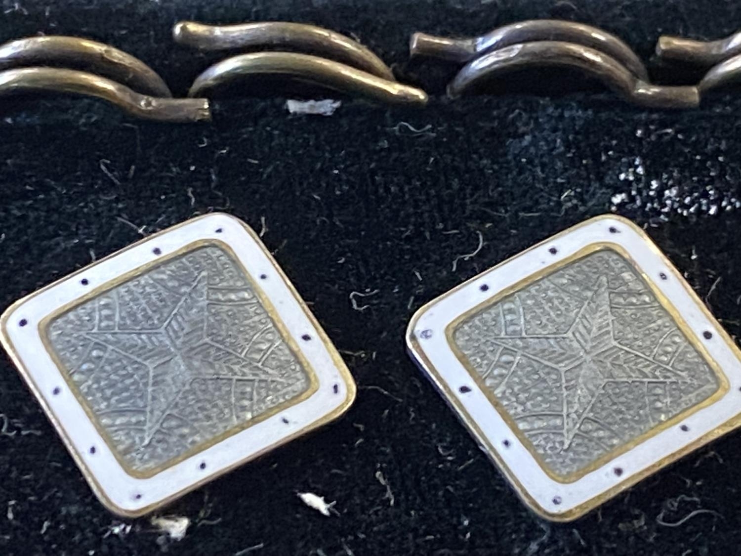 A set of vintage continental silver cased shirt studs with enamel decoration - Image 2 of 2