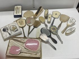 A job lot of vintage dressing table mirrors and brushes etc, shipping unavailable