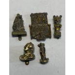 Five brass door knockers