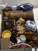 A job lot of assorted collectables etc, including early Spode and Edinburgh Crystal glasses shipping