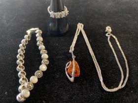Three pieces of 925 silver jewellery