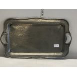 An good quality hammered English pewter tray by A M & Co. 52x31 cm