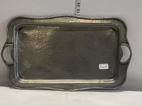 An good quality hammered English pewter tray by A M & Co. 52x31 cm
