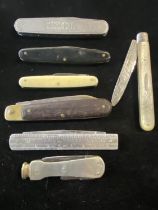 A selection of assorted vintage pen knives one with silver blade, UK post only