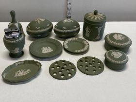 A selection of Green Wedgwood Jasperwares.Shipping unavailable