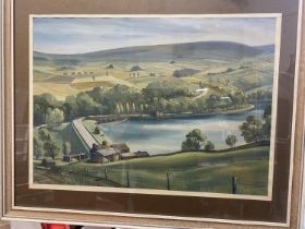A framed Norman Bevan landscape watercolour 68x55cm, shipping unavailable