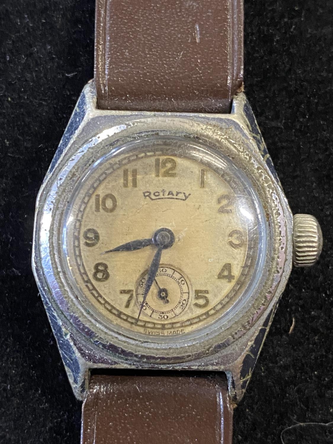 A vintage military style Rotary tre-tacche watch ticking at time of cataloguing