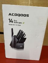 A ACOQOOS fourteen piece knife block set (UK post only)