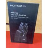 A Homaz eight piece knife block set, (UK post only)