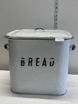 A vintage enamel bread bin.Shipping unavailable
