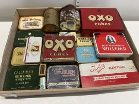 An assortment of vintage tins