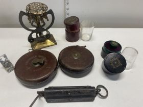 A job lot of assorted collectables including a Chesterman tape measures etc, shipping unavailable