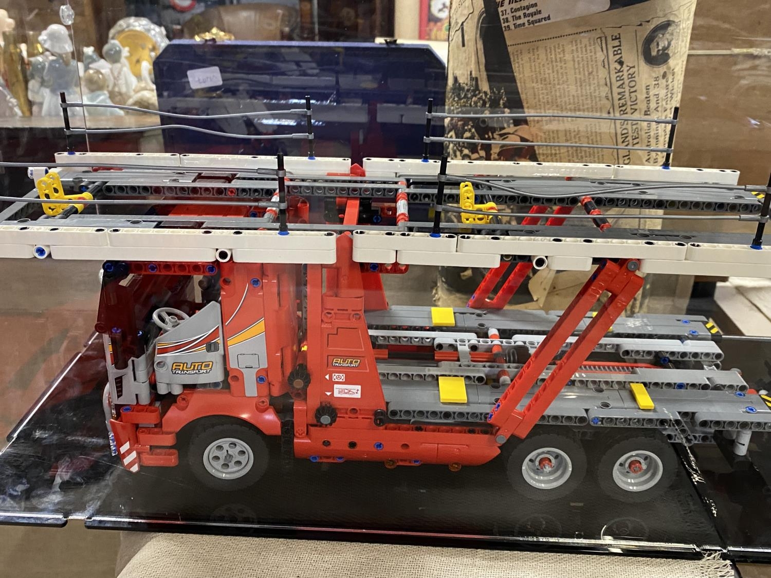 A Lego Technic Car Transporter model 42098 in display case, with original box etc, shipping - Image 5 of 6