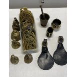 A job lot of assorted vintage horse brasses and other brass items, shipping unavailable